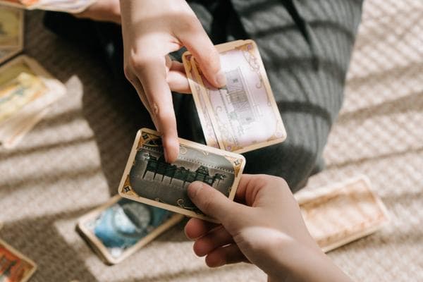 People exchanging cards