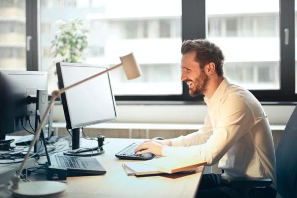 Man sitting at a computer